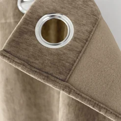 Lot de 2 Rideaux Thermique avec Œillets, Naturel, Grande Hauteur, 140x260cm, Velours, Collection Velvet, CMADECO