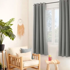Lot de 2 rideaux thermique avec oeillets, gris clair, 135x180cm, 100% polyester, collection Glacier, CMADECO