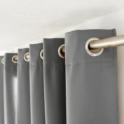 Lot de 2 rideaux thermique avec oeillets, gris clair, 135x180cm, 100% polyester, collection Glacier, CMADECO