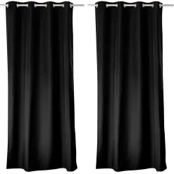 Lot de 2 rideaux thermique avec oeillets, noir, 135x240cm, collection Glacier, CMADECO