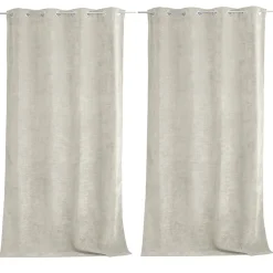 Lot de 2 Rideaux Thermique avec Œillets, Ecru, Grande Hauteur, 140x260cm, Velours, Collection Velvet, CMADECO