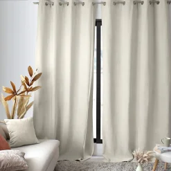 Lot de 2 Rideaux Thermique avec Œillets, Ecru, Grande Hauteur, 140x260cm, Velours, Collection Velvet, CMADECO