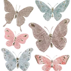 Lot de 6 stickers Papillon - 30x30 cm - Multicolore- Atmosphera