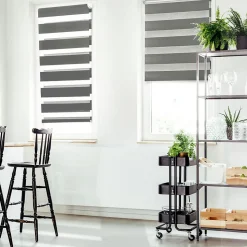 Lot de 2 stores enrouleurs zébrés jour nuit l.55 x H. max 170 CM gris