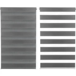 Lot de 2 stores enrouleurs zébrés jour nuit l.55 x H. max 170 CM gris