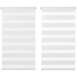 Lot de 2 stores enrouleurs zébrés jour nuit l.45 x H. max 170 CM blancs