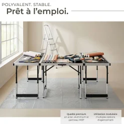 Lot de 3 tables à tapisser en aluminium noir