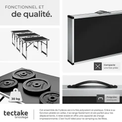 Lot de 3 tables à tapisser en aluminium noir