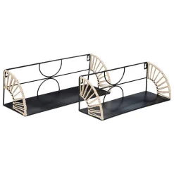 Lot de 2 étagères Mileva en métal L37/42cm noir - Atmosphera