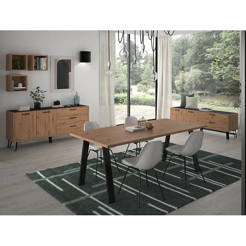 Lot de 3 étagères murales carrées décor chêne clair texturé - MILOS