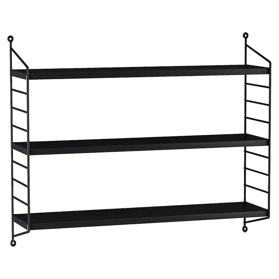 Lot de 2 étagères murales Strängnäs acier 50 x 60 x 15 cm noir en.casa