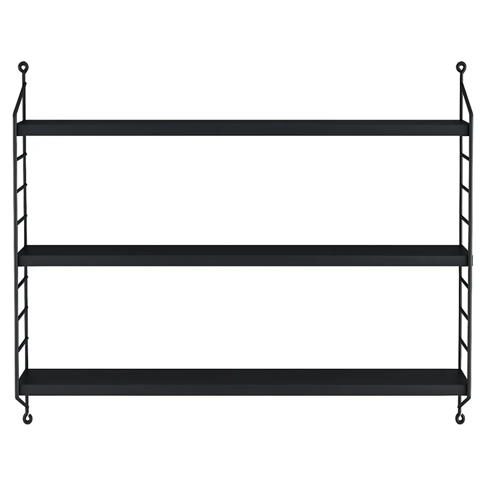 Lot de 2 étagères murales Strängnäs acier 50 x 60 x 15 cm noir en.casa