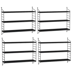 Lot de 4 étagères murales Strängnäs acier 50 x 60 x 15 cm noir en.casa