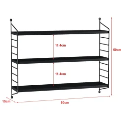 Lot de 4 étagères murales Strängnäs acier 50 x 60 x 15 cm noir en.casa