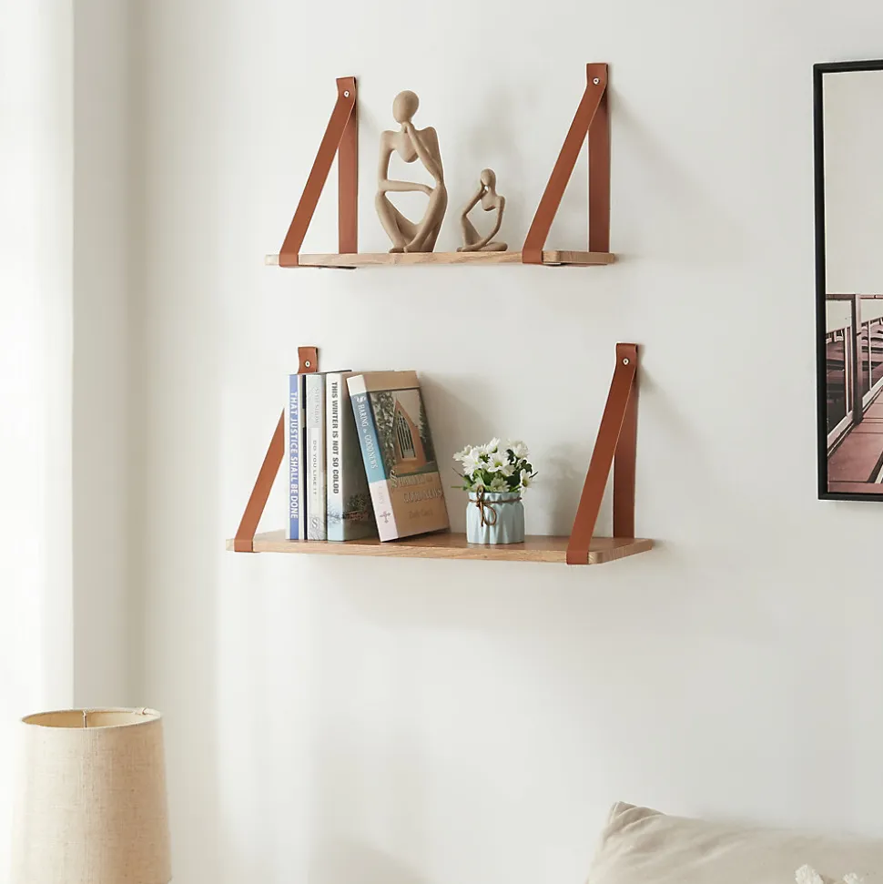 Lot de 2 étagères murales Utsira de tailles différentes marron effet chêne en.casa