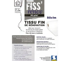 Lot de 5 tissus de rénovation - Fiss Renov Semin - Résiste contre les fissurations - Rouleau de 50 x 1 m