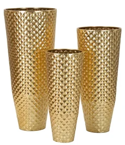 Lot de 3 Vases en Métal "Glotty" 110cm Or