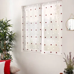 Lot de 4 Vitrages, 60x90cm, Blanc, Motif pois brodé rouge et blanc, Passe Tringle, Collection Smarties, CMADECO