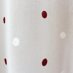 Lot de 4 Vitrages, 60x90cm, Blanc, Motif pois brodé rouge et blanc, Passe Tringle, Collection Smarties, CMADECO