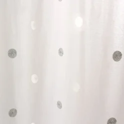 Lot de 4 Vitrages, 60x90cm, Blanc, Motif pois brodé Blanc et Argent, Passe Tringle, Collection Smarties, CMADECO