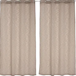 Lot de 2 voilages à œillets, 140x240cm, beige naturel, effet lin, collection Maya, CMADECO