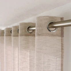 Lot de 2 voilages à œillets, 140x240cm, beige naturel, effet lin, collection Maya, CMADECO