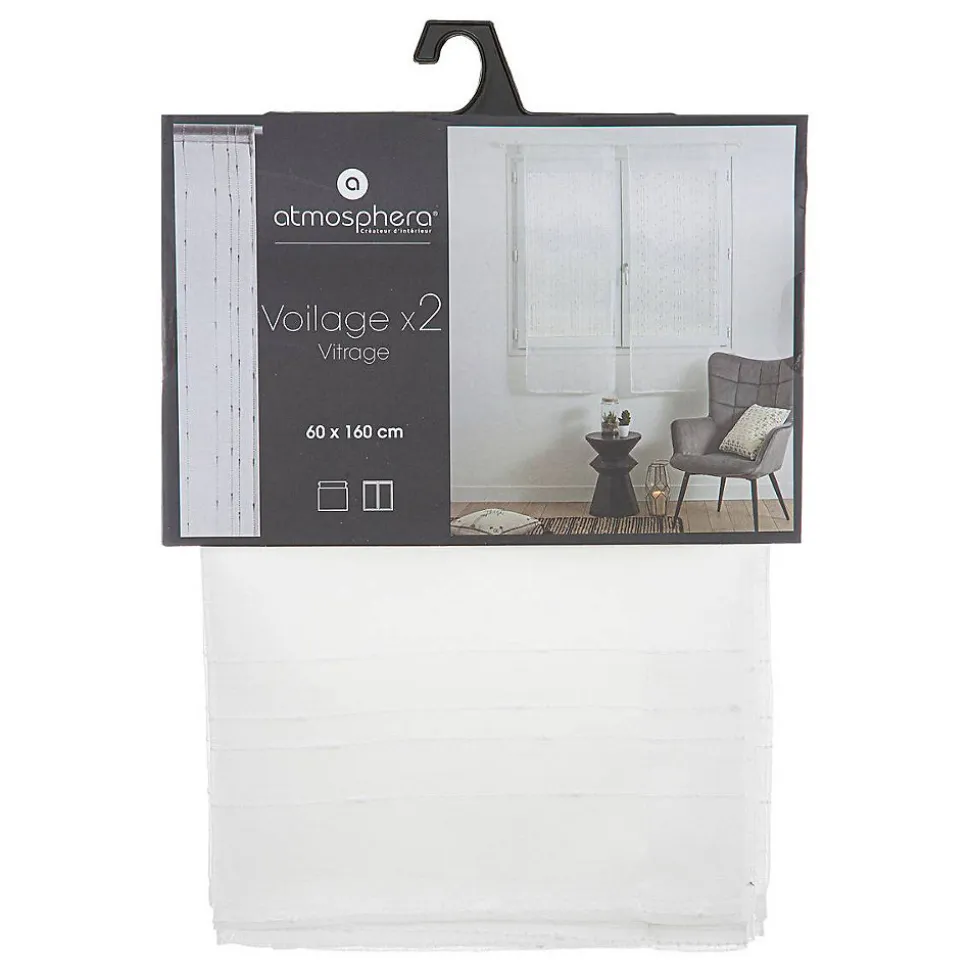 Lot de 2 voilages Anissa - blanc 60x160 cm - Atmosphera