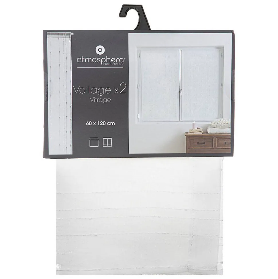 Lot de 2 voilages Anissa - blanc 60x120 cm - Atmosphera