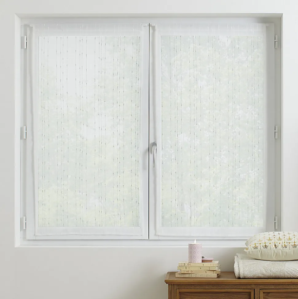 Lot de 2 voilages Anissa - blanc 60x120 cm - Atmosphera