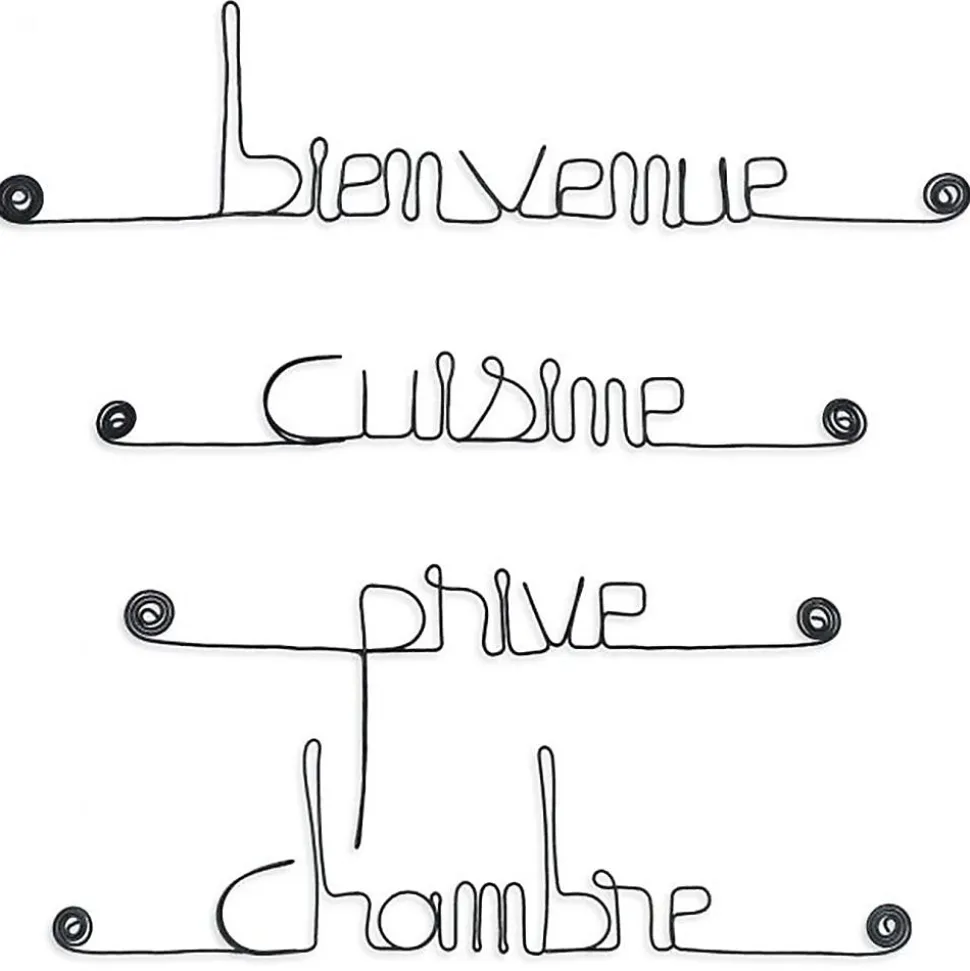 Lot MAISON - Bienvenue Chambre Cuisine Privé - Sculpture fil de fer 30-40 cm - Bijoux de mur