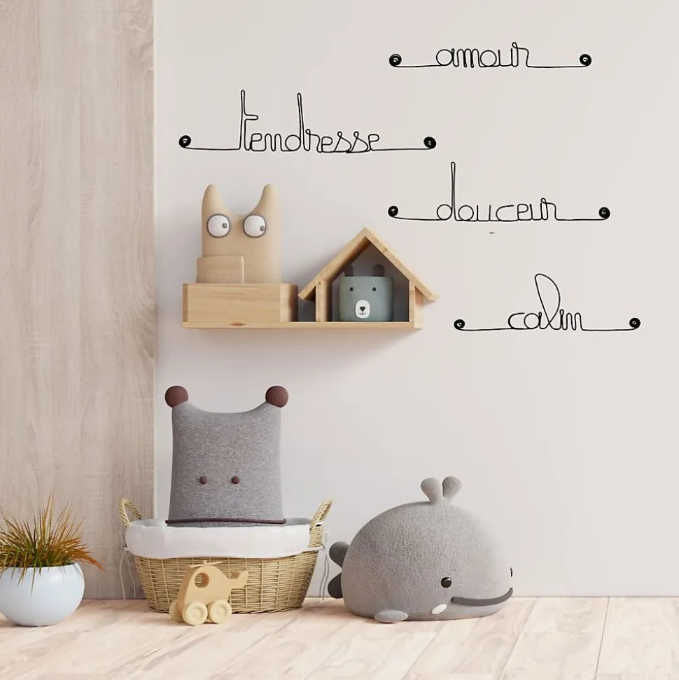Lot NAISSANCE - Câlin Douceur Tendresse Amour - Sculpture fil de fer 30-40 cm - Bijoux de mur