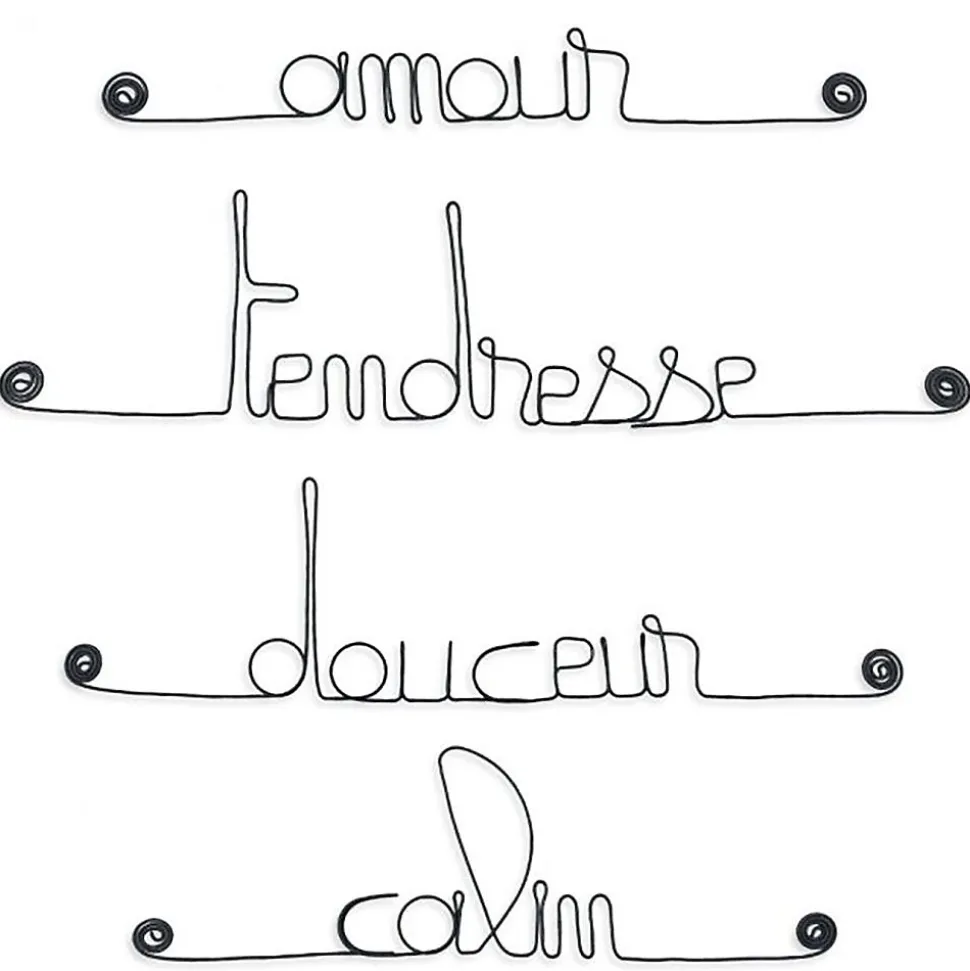 Lot NAISSANCE - Câlin Douceur Tendresse Amour - Sculpture fil de fer 30-40 cm - Bijoux de mur