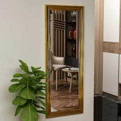 Miroir Adrastea, Verre miroité, Objet d'ameublement mural, Décoration avec miroir, 40x3h105 cm, Or
