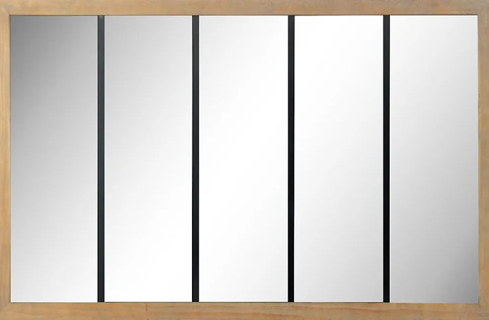 Miroir atelier 5 bandes bois et métal L.140 x l.90 cm