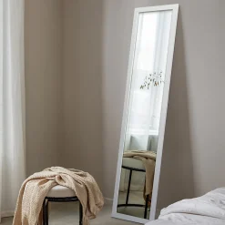 Miroir avec Cadre Wallfluent 36x156 cm Cadre Blanc de Style Moderne Sur Toute La Longueur