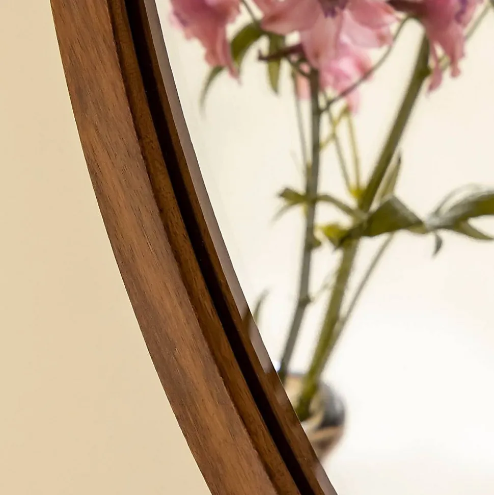 Miroir avec étagères en bois de manguier foncé Remick
