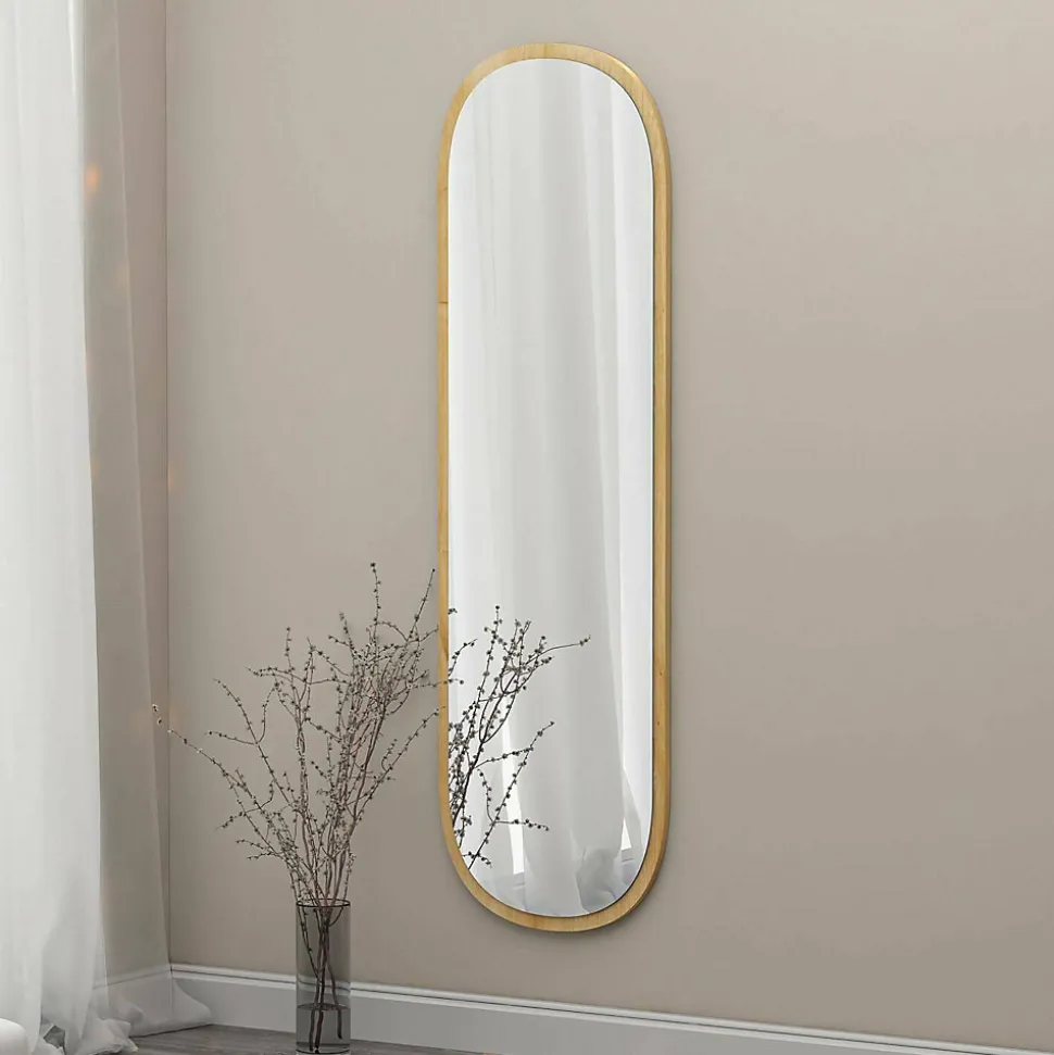 Miroir Calypso, Verre miroité, Objet d'ameublement mural, Décoration avec miroir, 40x2h120 cm, Chêne