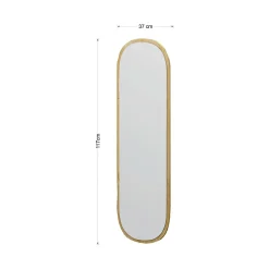 Miroir Calypso, Verre miroité, Objet d'ameublement mural, Décoration avec miroir, 40x2h120 cm, Chêne