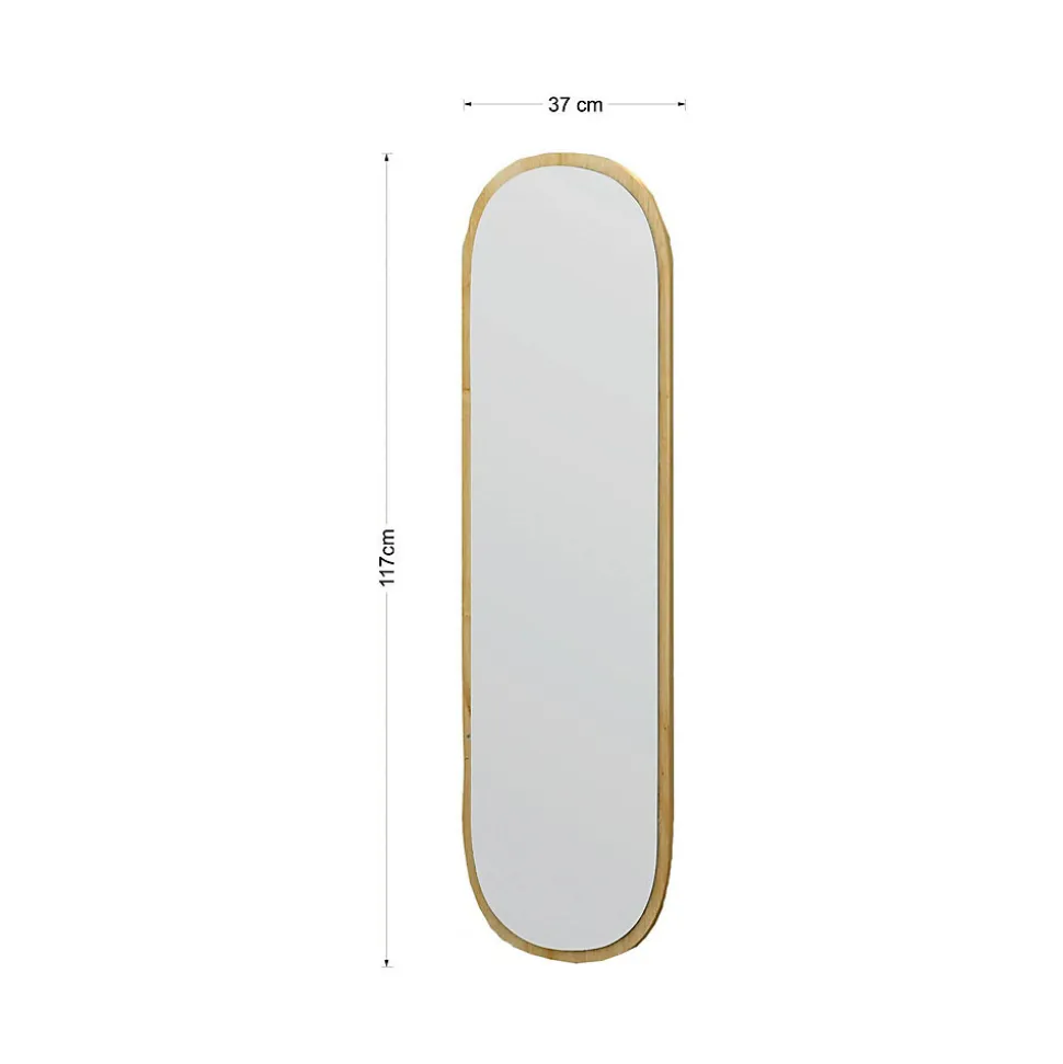 Miroir Calypso, Verre miroité, Objet d'ameublement mural, Décoration avec miroir, 40x2h120 cm, Chêne