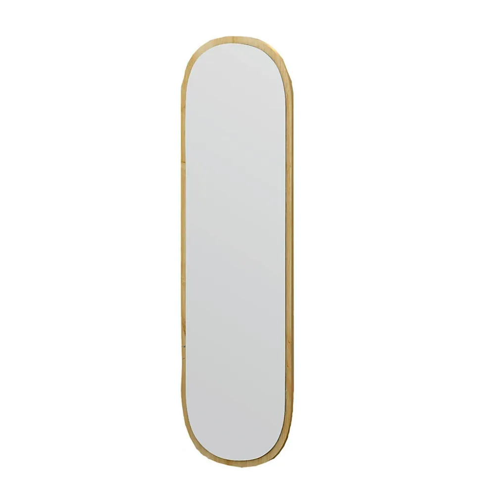 Miroir Calypso, Verre miroité, Objet d'ameublement mural, Décoration avec miroir, 40x2h120 cm, Chêne