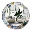 Miroir Cercle Ovale Motif Décoratif Wallfluent fi60 cm Vitrail Salle de Bain Scandinave