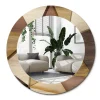 Miroir Cercle Ovale Motif XXL Wallfluent fi100 cm Bois Géométrique 3D Salle de Bain Scandinave