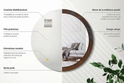Miroir Cercle Ovale Motif XXL Wallfluent fi100 cm Métallique Rustique Salle de Bain Scandinave
