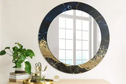 Miroir Circulaire avec Cadre Imprimé Décoratif Tulup 60 cm - 46 cm Marbre Bleu
