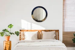 Miroir Circulaire avec Cadre Imprimé Décoratif Tulup 60 cm - 46 cm Marbre Bleu