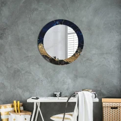 Miroir Circulaire avec Cadre Imprimé Décoratif Tulup 60 cm - 46 cm Marbre Bleu