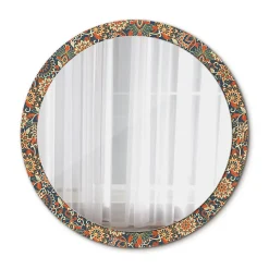 Miroir Circulaire avec Cadre Imprimé Décoratif Tulup 100 cm - 86 cm Fleurs Rétro