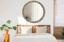 Miroir Circulaire avec Cadre Imprimé Décoratif Tulup 100 cm - 86 cm Fleurs Rétro
