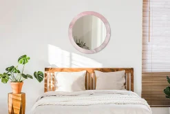 Miroir Circulaire avec Cadre Imprimé Décoratif Tulup 70 cm - 56 cm Pierre Rose