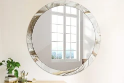 Miroir Circulaire avec Cadre Imprimé Décoratif Tulup 100 cm - 86 cm Marbre Clair